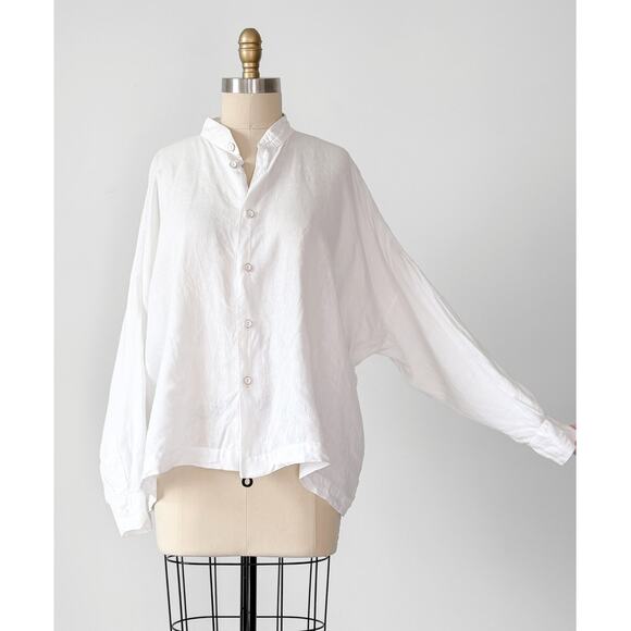 Eskandar White Linen Button Down A-Line Wide Top size 0 or S/M - Picture 3 of 9
